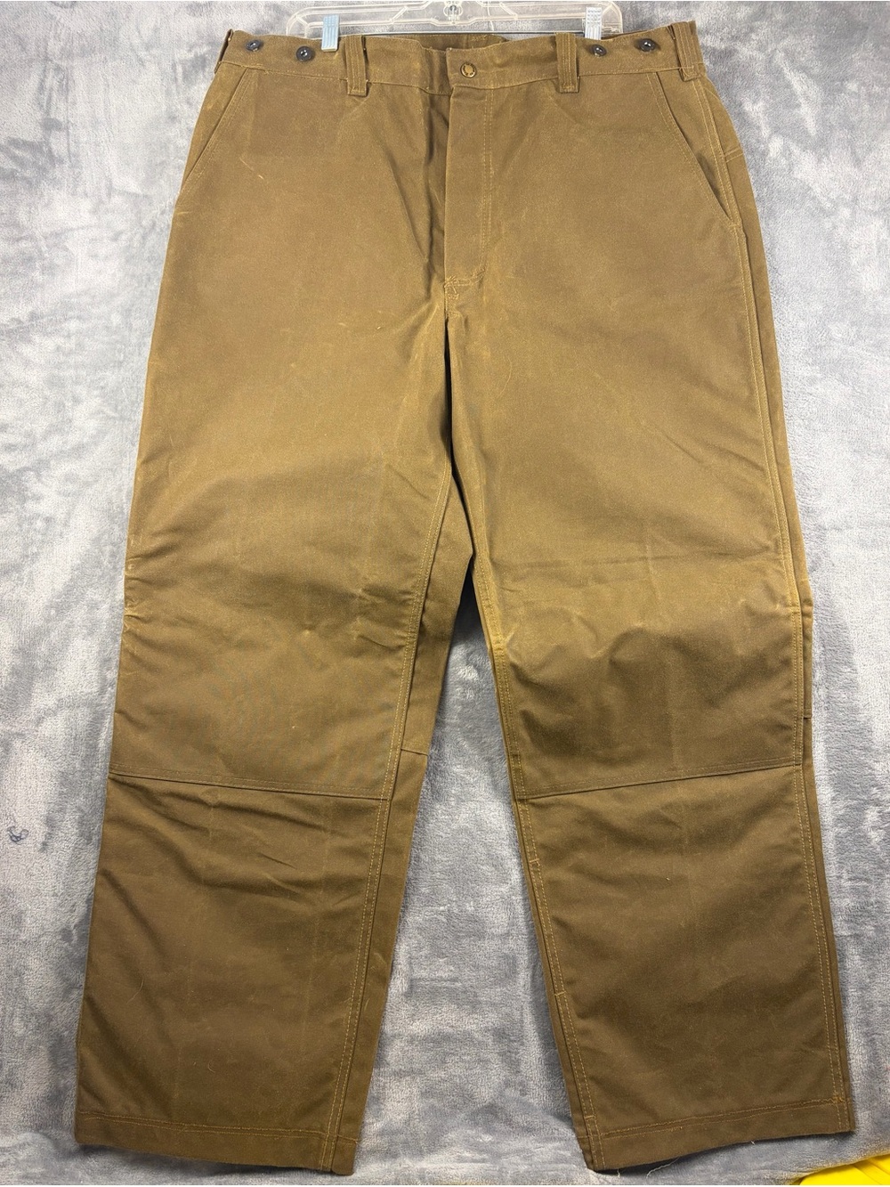 Filson Oil Finish Double Tin Cloth Olive-Brown Pants with Reinforced Knees 42